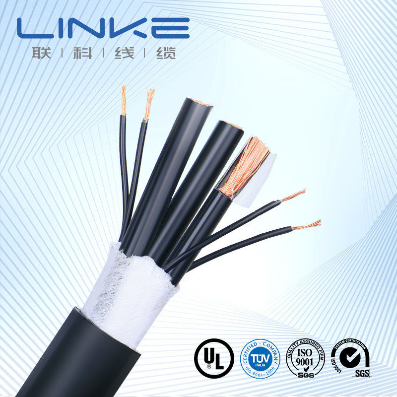 Đen PVC áo khoác dây đồng trục dòng RG6 / Rg58 / Rg11 / Rg59 cho giám sát video