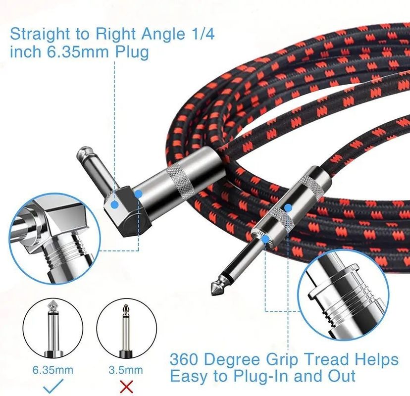 Braid Jack Electric Tweed Guitar Cables 6.35MM Với Công nghệ không tiếng ồn cho âm thanh chuyên nghiệp