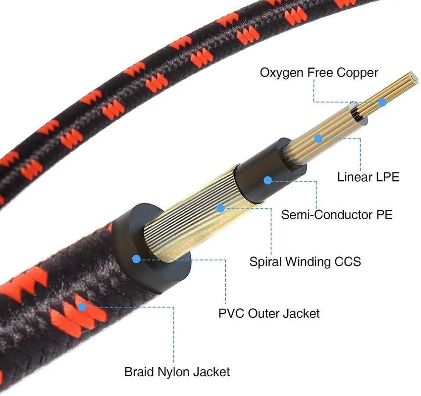 Braid Jack Electric Tweed Guitar Cables 6.35MM Với Công nghệ không tiếng ồn cho âm thanh chuyên nghiệp