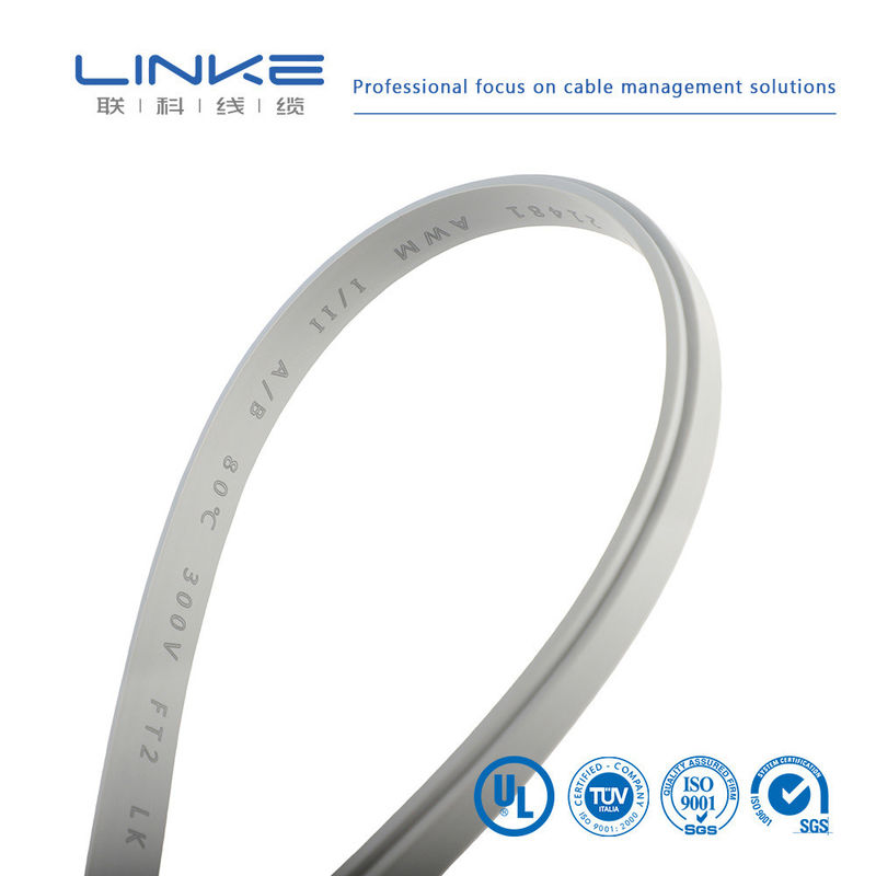 UL1185 Sợi phẳng màu xám PVC cáp song song với hình dạng ruy băng phẳng linh hoạt 10 chân