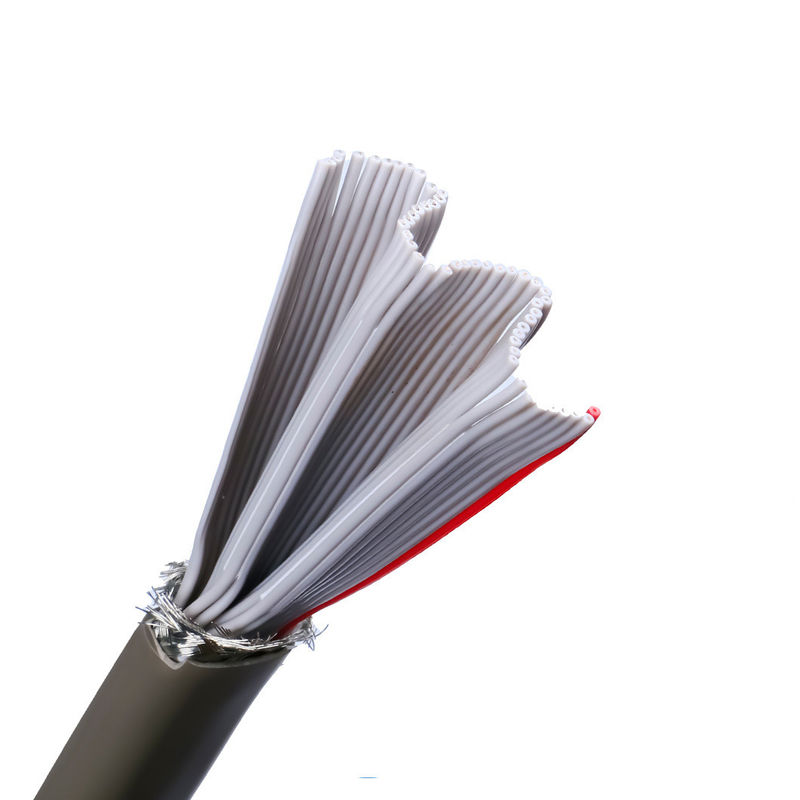 Vật liệu lớp vỏ PVC UL2464 Xám với cạnh đỏ 20 pin Cáp loa ruy băng phẳng