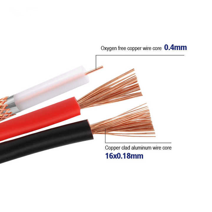 Cáp đồng bằng đồng trần 750hm Cáp đồng trục 100 mét Rg174 Cáp với áo khoác PVC 300V