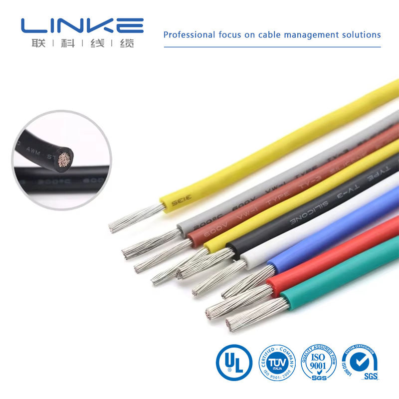 UL3135 Sợi cao su silicone 30 28 26 24 22 20 18 16 14 12 10 AWG Cáp chiếu sáng đèn LED đồng mềm cách nhiệt