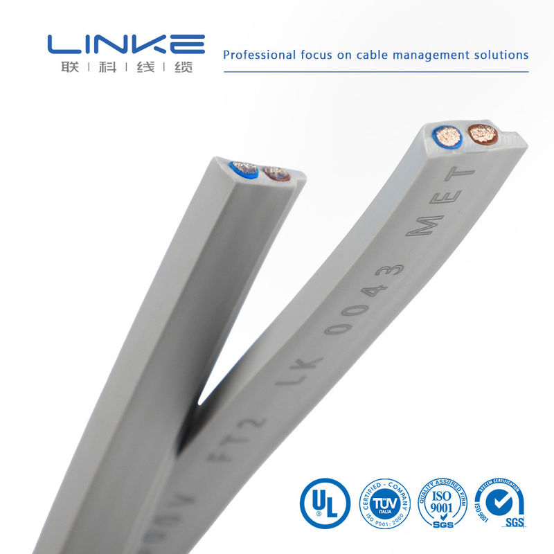 UL1185 Sợi phẳng màu xám PVC cáp song song với hình dạng ruy băng phẳng linh hoạt 10 chân