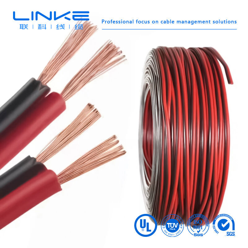 2468 VW-1 80°C 300V 22AWGx2C Dây ruy băng phẳng UL2468 2 lõi cáp loa PVC